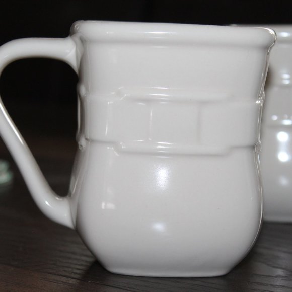 Longaberger Soft Square Ivory Mugs Set of 4 Vitrified Pottery - Picture 2 of 4